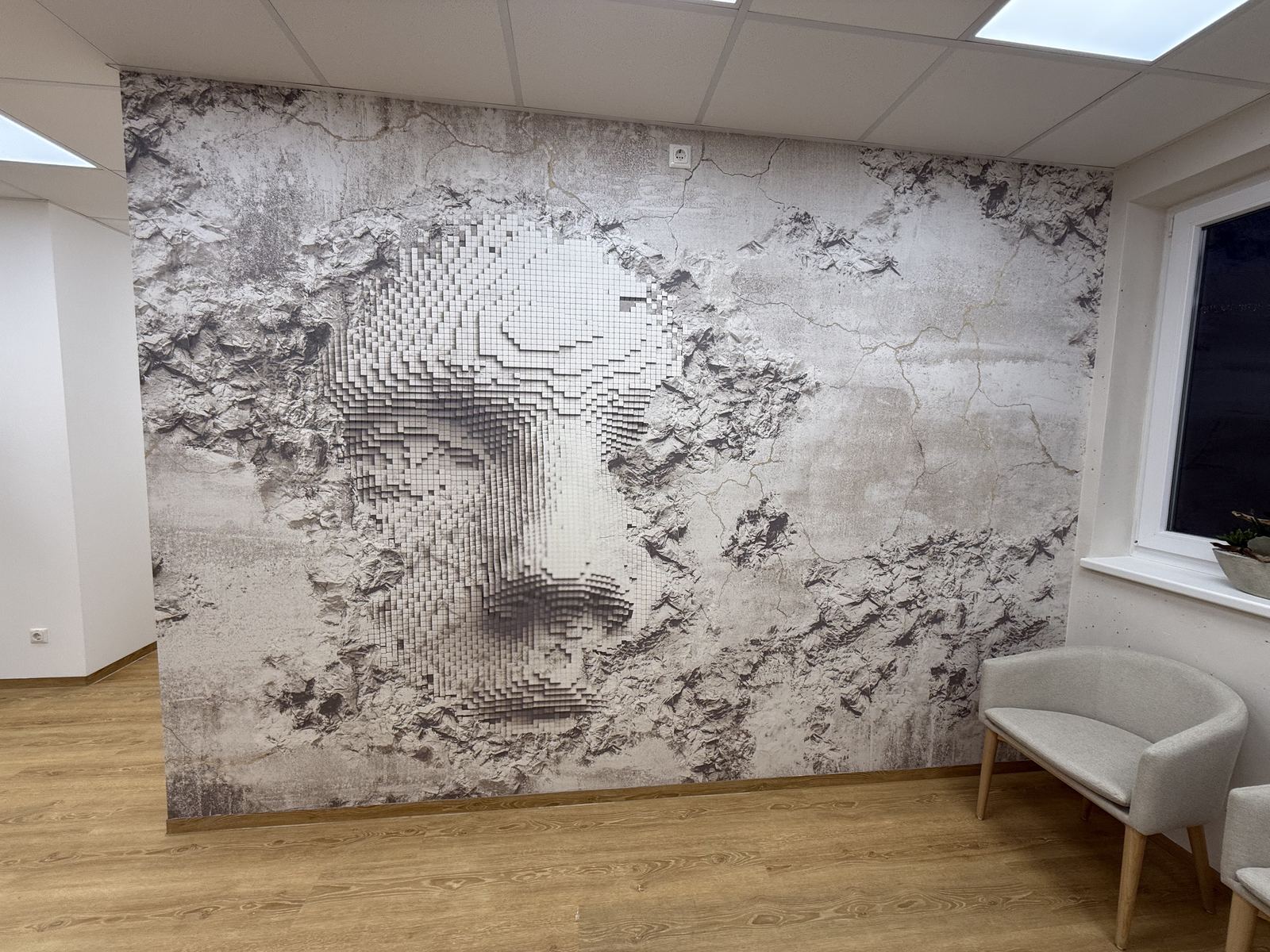 Wandbild mit dreidimensionalem Gesicht