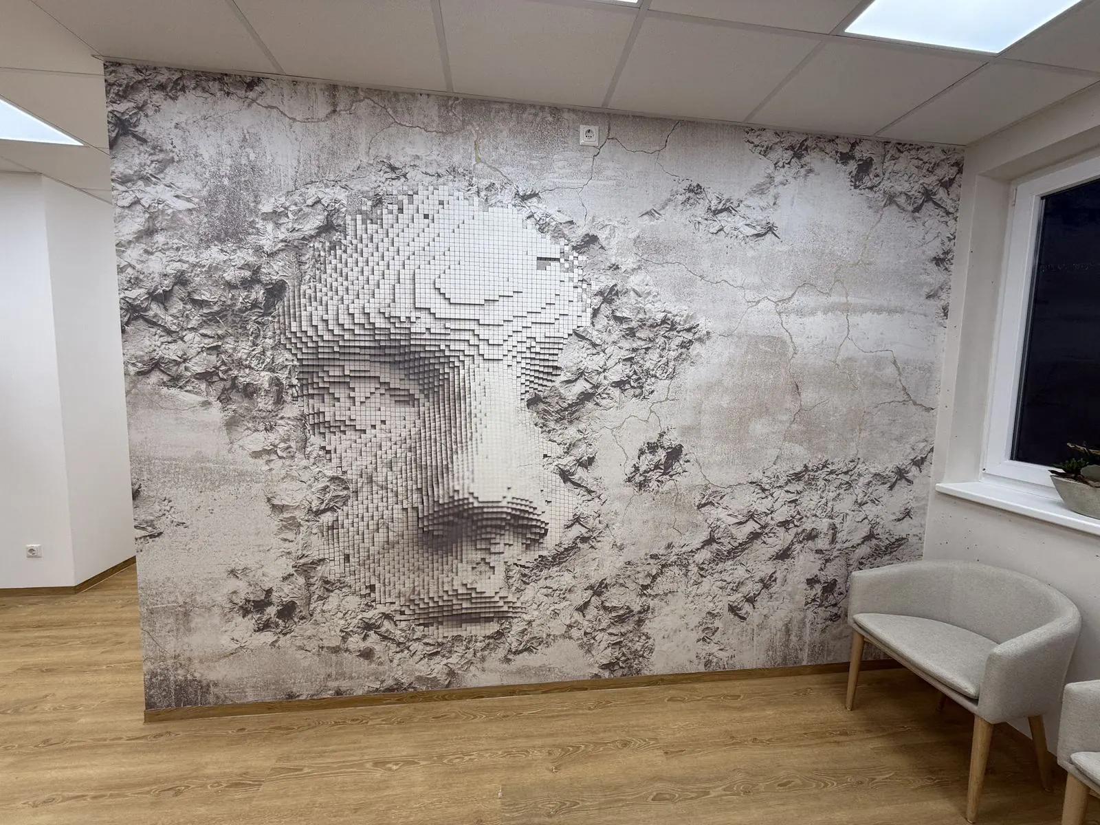 Wandbild mit dreidimensionalem Gesicht